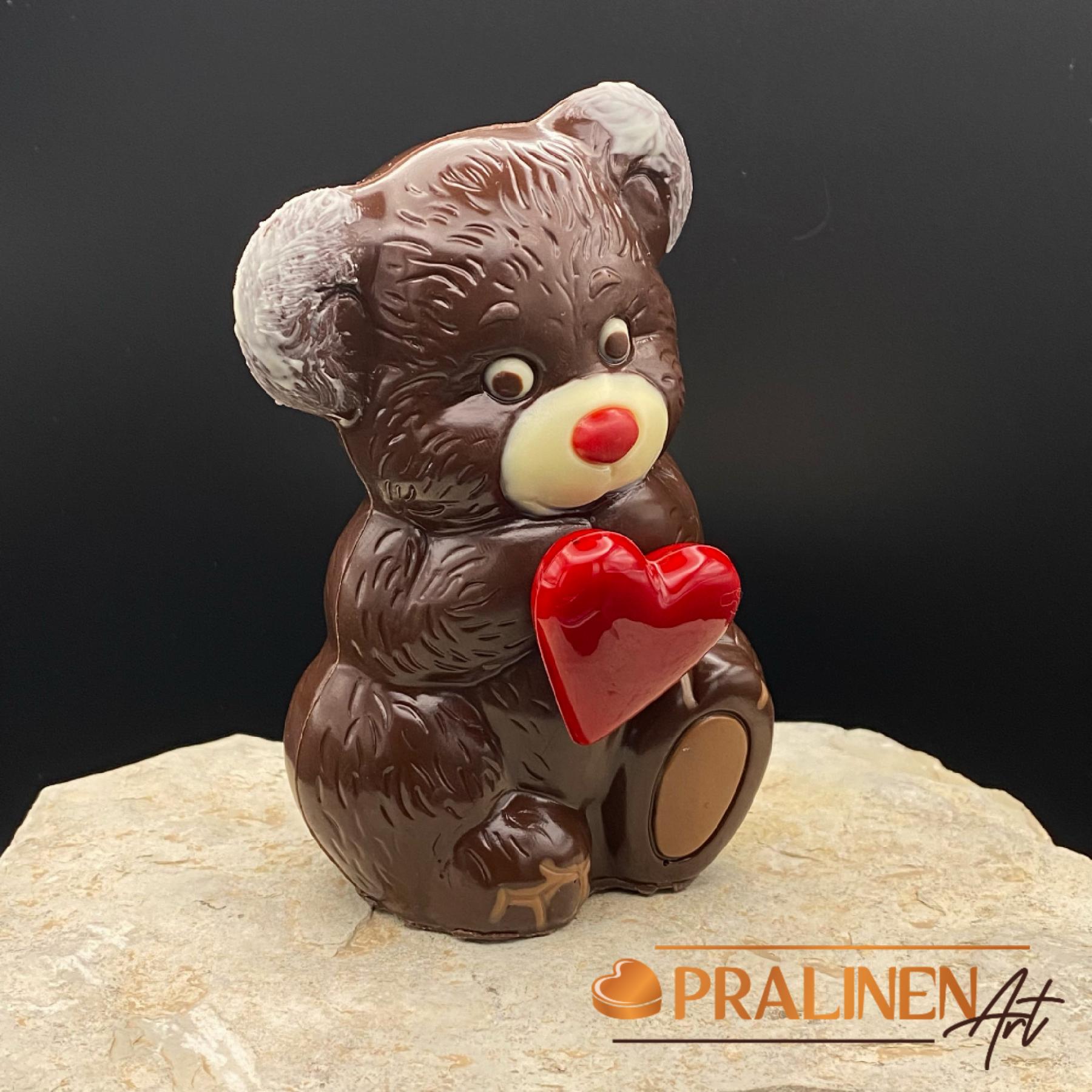Schokoladen-Teddy mit Herz | Belgische Zartbitterschokolade