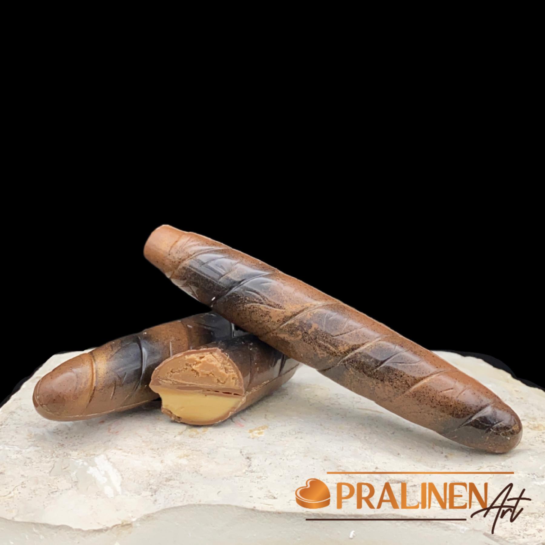 SchokoladenZigarre mit Haselnuss Gianduja Nougat  | handgemacht | Belgische Vollmilchschokolade