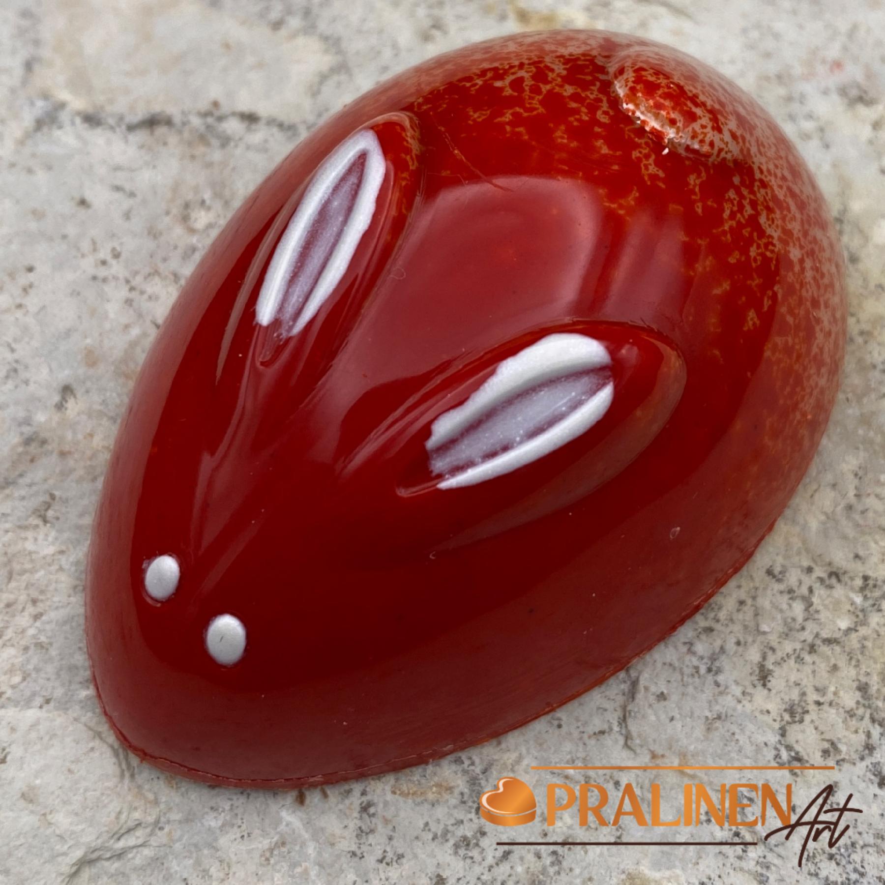 Große Himbeer Häschen Praline | Himbeer  auf Ruby-Ganache - Belgische weiße Schokolade 