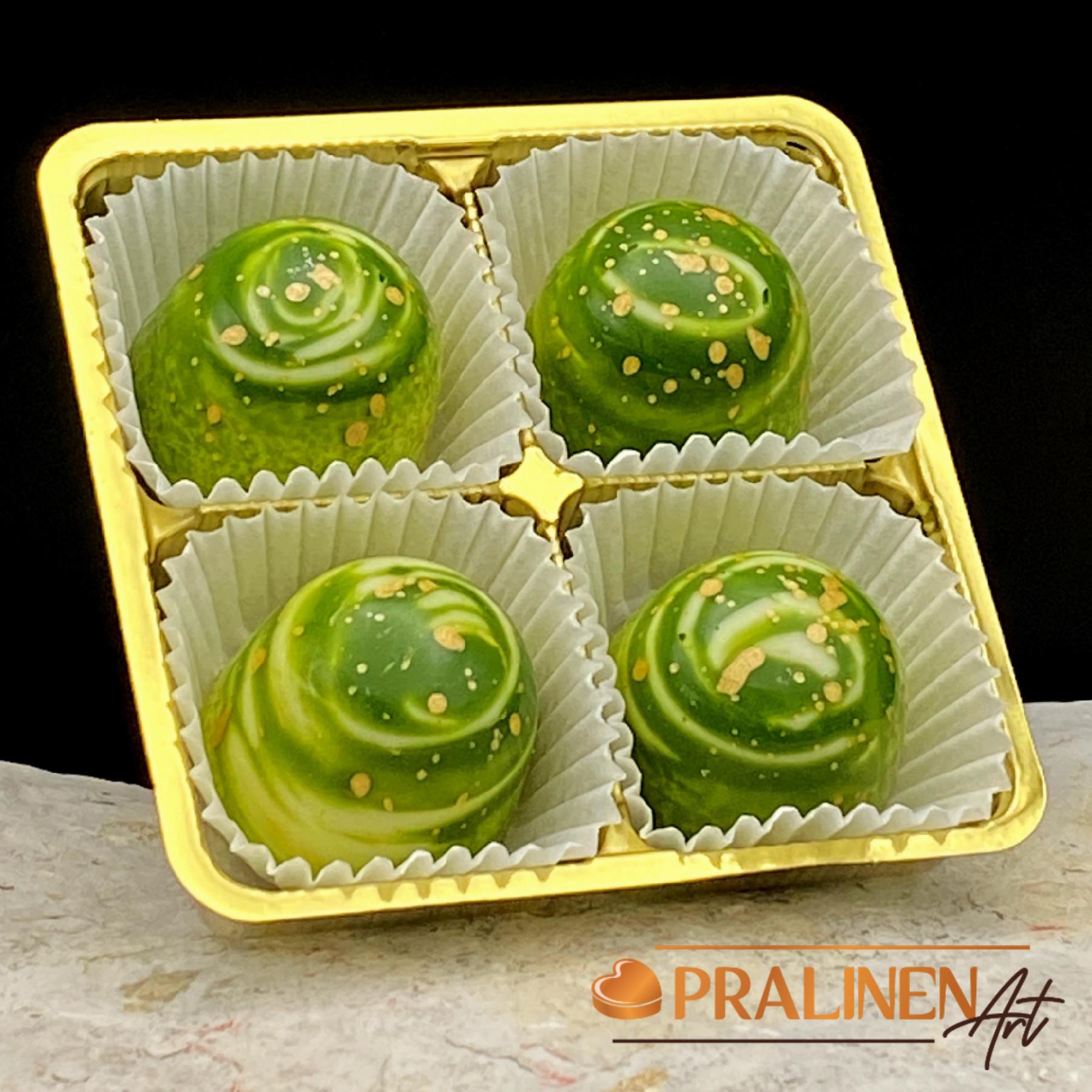 Edle Mojito Praline | Weiße Belgische Schokolade mit Limette, Minze und Rohrzucker   | 4 Pralinen