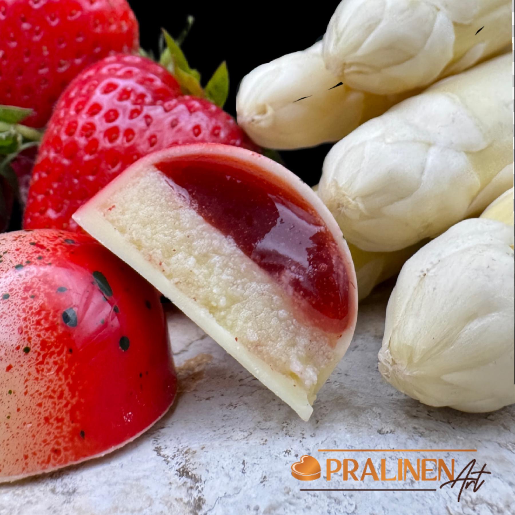 Spargelino Erdbeertraum Pralinen - Spargelpralinen mit Kremmener Spargel | 4 Stück