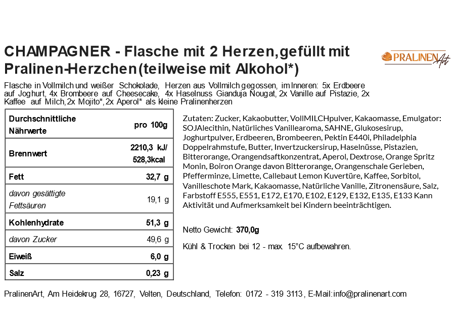 Champagnerflasche aus Schokolade von PralinenArt