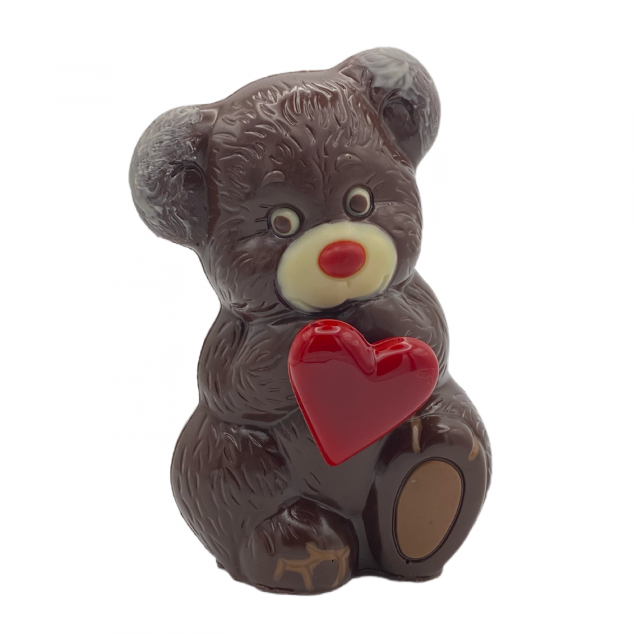 Pralinenart Schokoladen Teddy Zartbitterschokolade mit rotem Herz ein tolles Geschenk zum Hochzeitstag