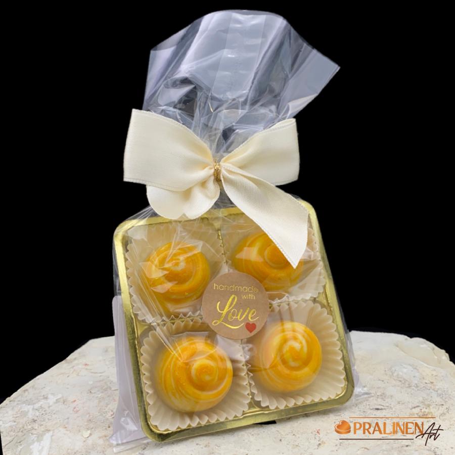 4 edle handgemachte Aperol Spritz Pralinen von PralinenArt 