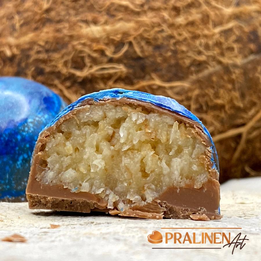 8 Kokospralinen Belgische vollmilchschokolade gefüllt mit fein angerösteten Kokosraspeln