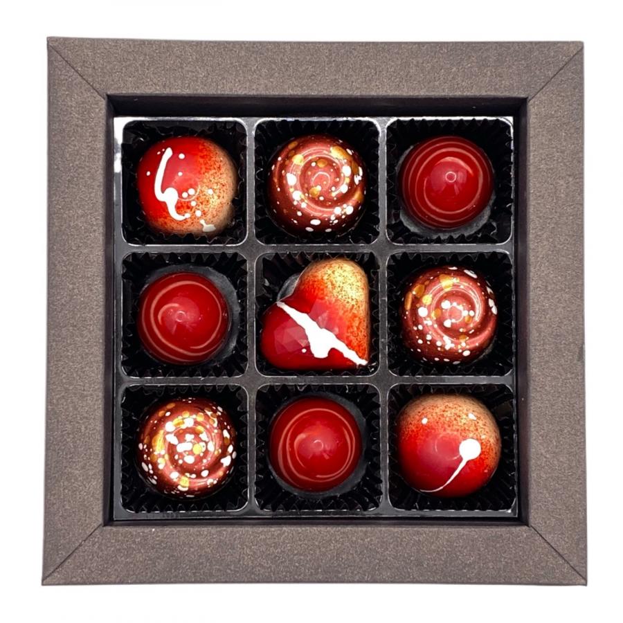 Früchte - Genuß in ROT | mit Alkohol | 9 Pralinen