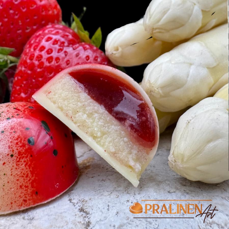 Spargelino Erdbeertraum - Eine feine Spargelganache aus ernteftischem  Kremmener Spargel und Aromatischen Walderdbeeren