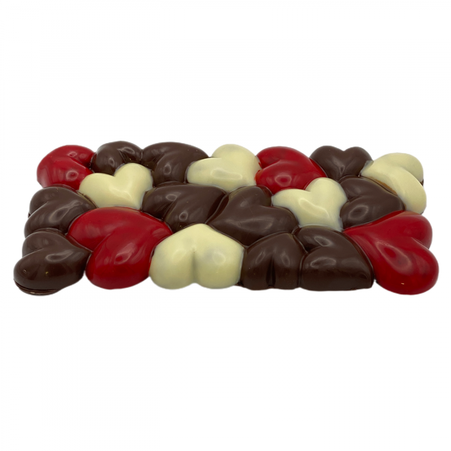 Schokoladentafel Herzen Zartbitter Pralinenart handgemacht 13mm dick