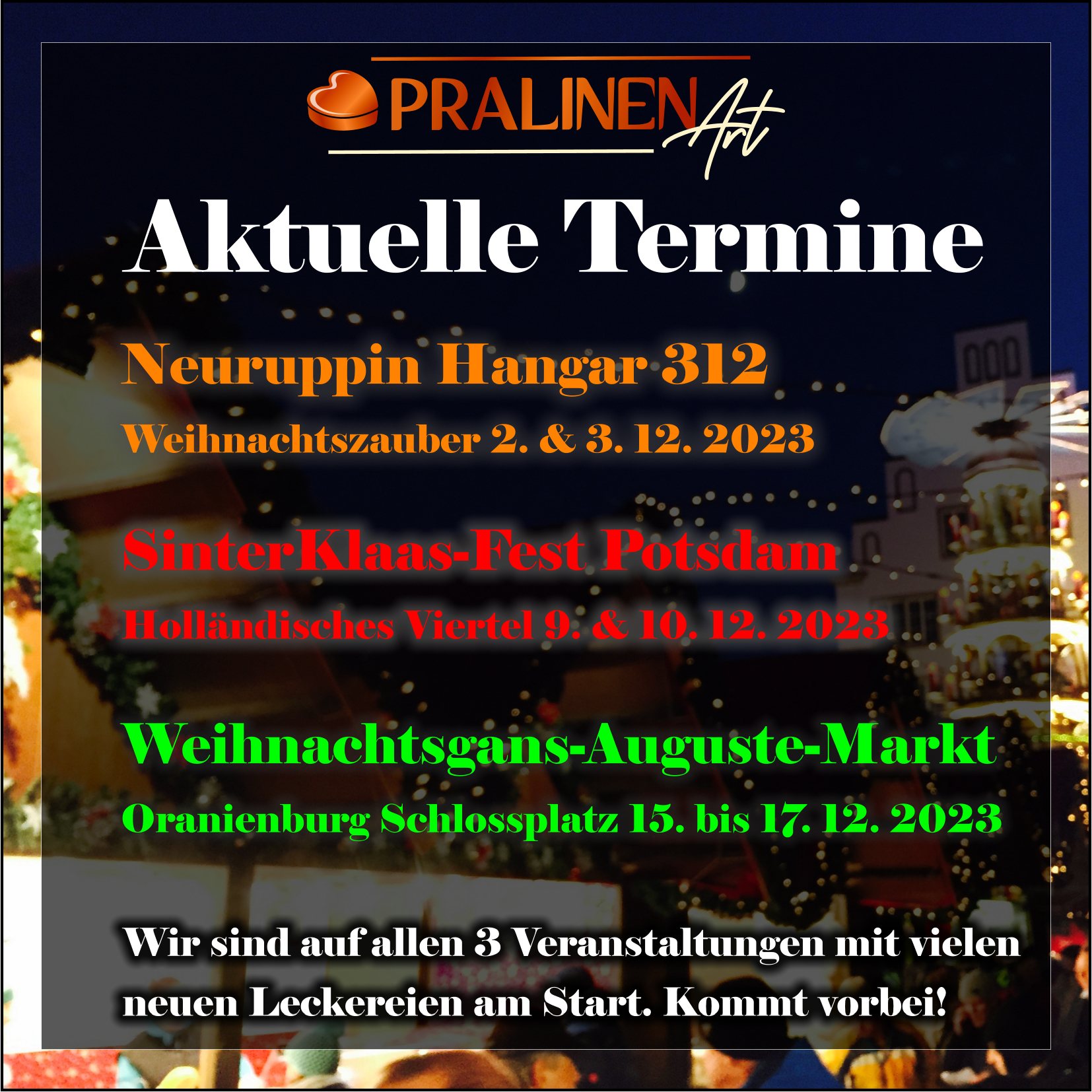 Safe Location & Date!  Termine in der Vorweihnachtszeit 2023