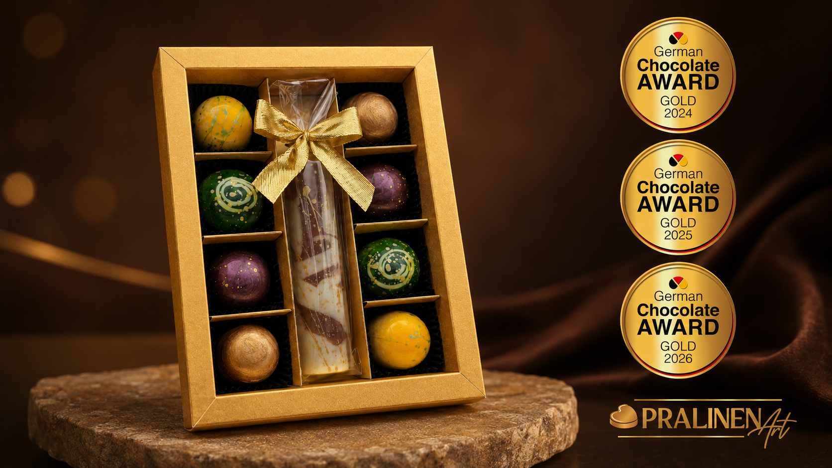 Mehrfach ausgezeichnete handgefertigte Pralinen von PralinenArt mit Gold-Auszeichnungen