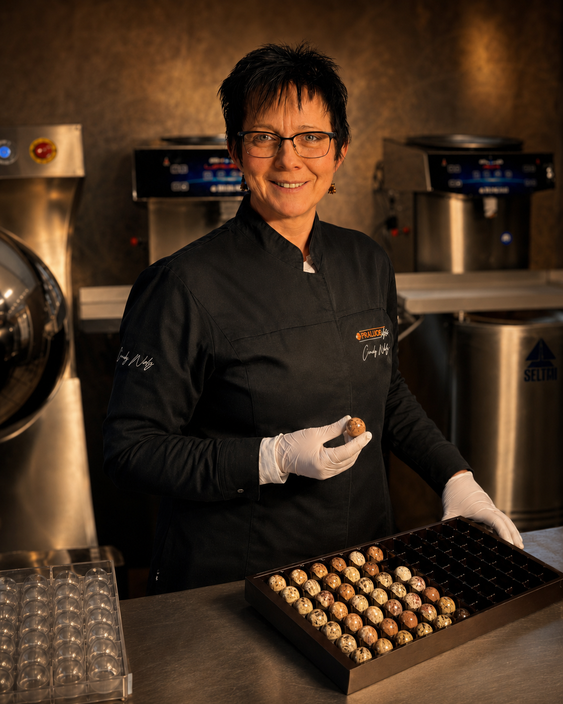 Chocolatière Cindy Welz in der Schokoladenmanufaktur PralinenArt in Velten