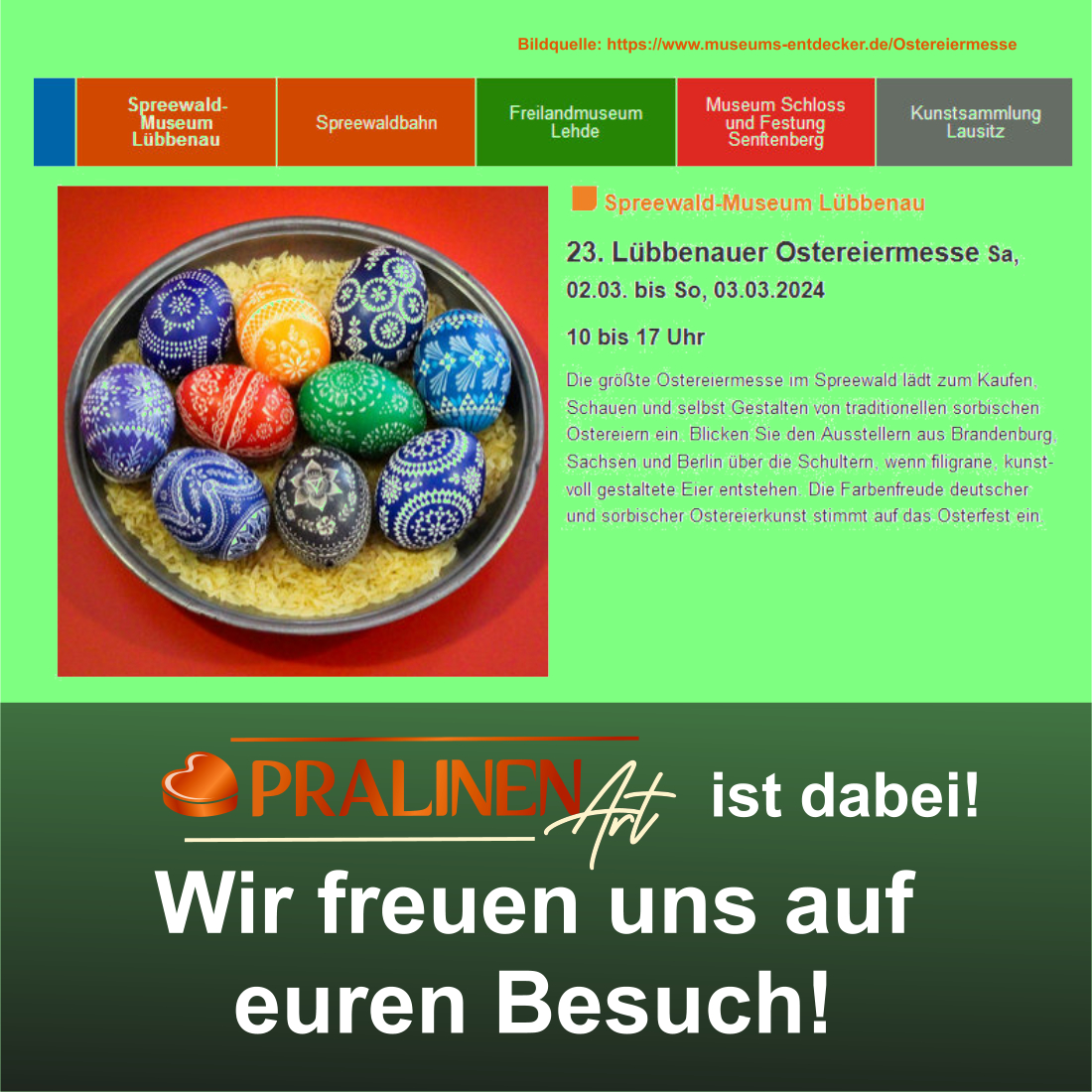 23. Ostereiermesse Lübbenau - Pralinenart ist dabei